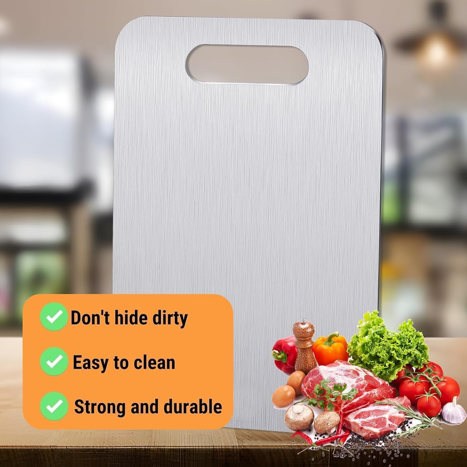 Titanium Cutting Boards for Kitchen, 304 Stainless Steel Cutting Board Set for Meat, Fruit (13.4 * 9 Inch)