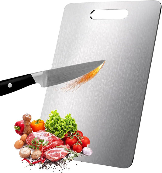 Titanium Cutting Boards for Kitchen, 304 Stainless Steel Cutting Board Set for Meat, Fruit (13.4 * 9 Inch)
