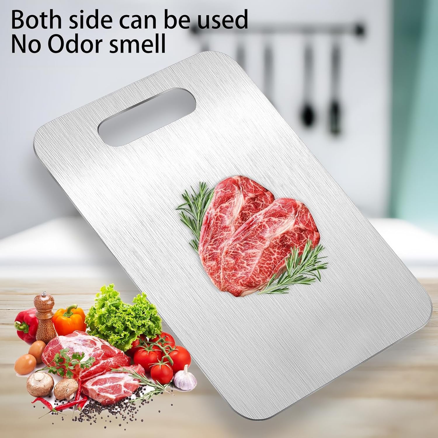 Titanium Cutting Boards for Kitchen, 304 Stainless Steel Cutting Board Set for Meat, Fruit (13.4 * 9 Inch)