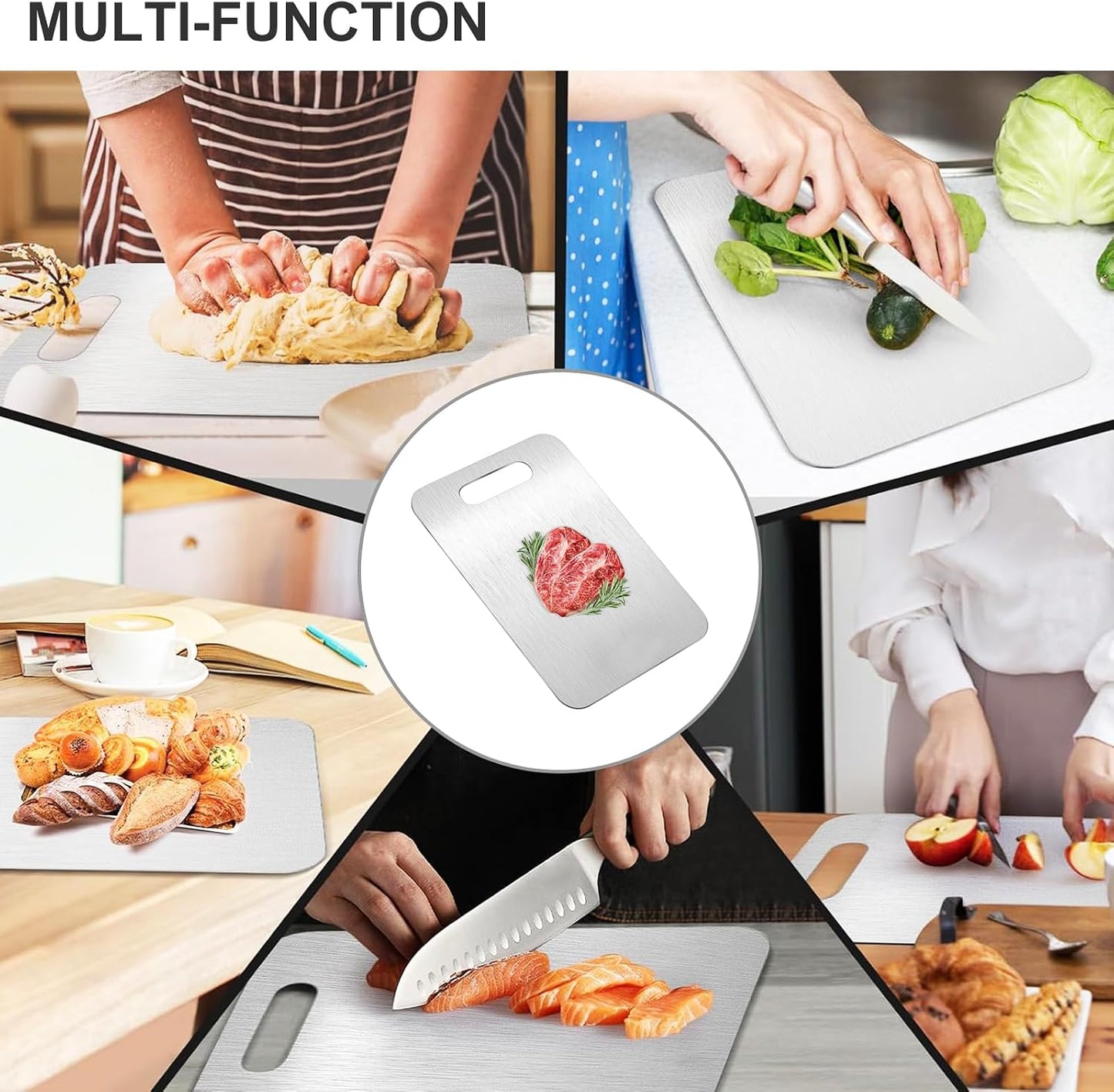 Titanium Cutting Boards for Kitchen, 304 Stainless Steel Cutting Board Set for Meat, Fruit (13.4 * 9 Inch)