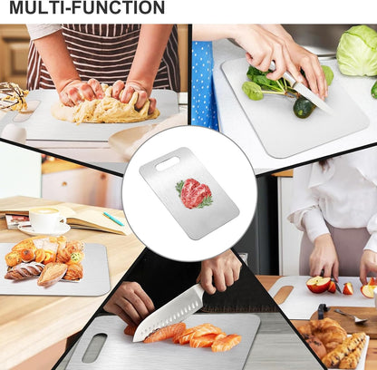 Titanium Cutting Boards for Kitchen, 304 Stainless Steel Cutting Board Set for Meat, Fruit (13.4 * 9 Inch)